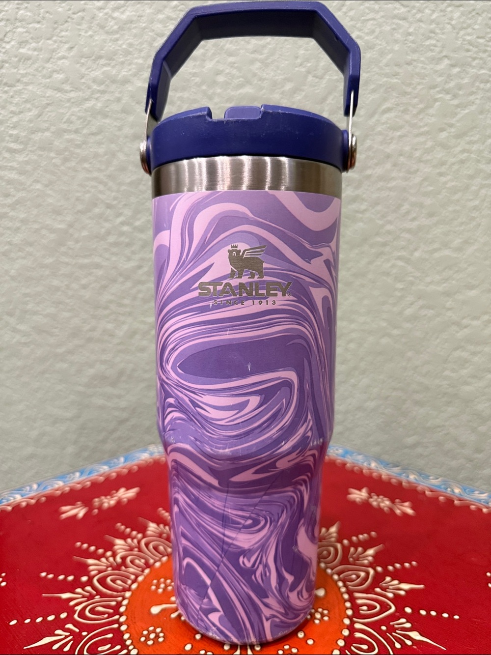 Stanley Purple Marble Insulated Travel Tumbler with Handle